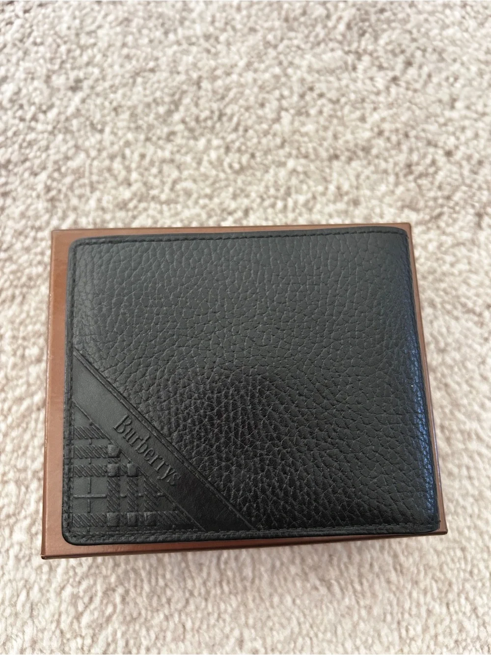 Burberry Black Textured Leather Men's Wallet with Signature Detail